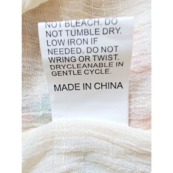 Joress M Oversized Southwest Top Hippie Pompom Low Cut Gauze Tan‎ Tassels SS - Picture 8 of 9